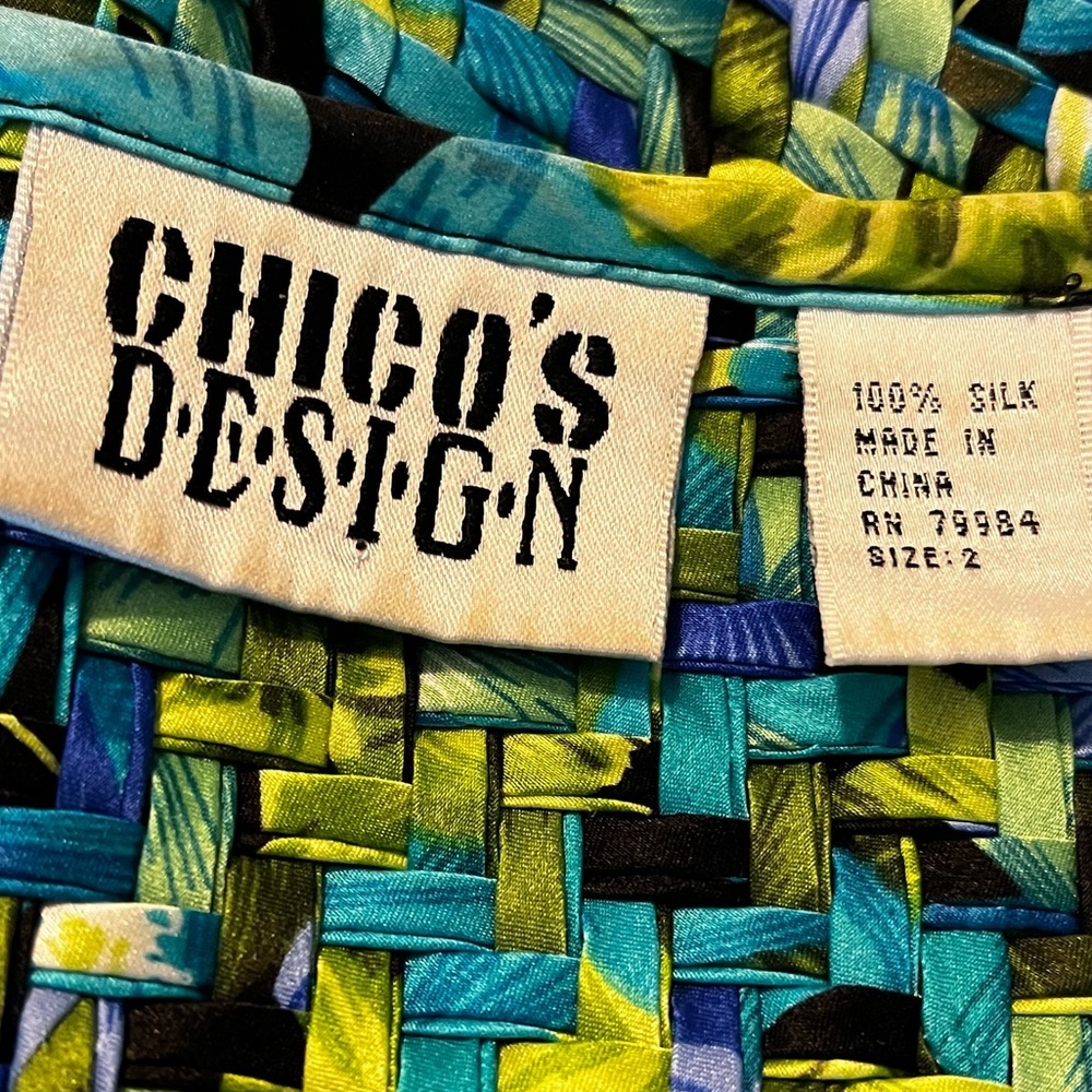 Chicos Silk Jacket Large Basketweave Vintage 90s … - image 3
